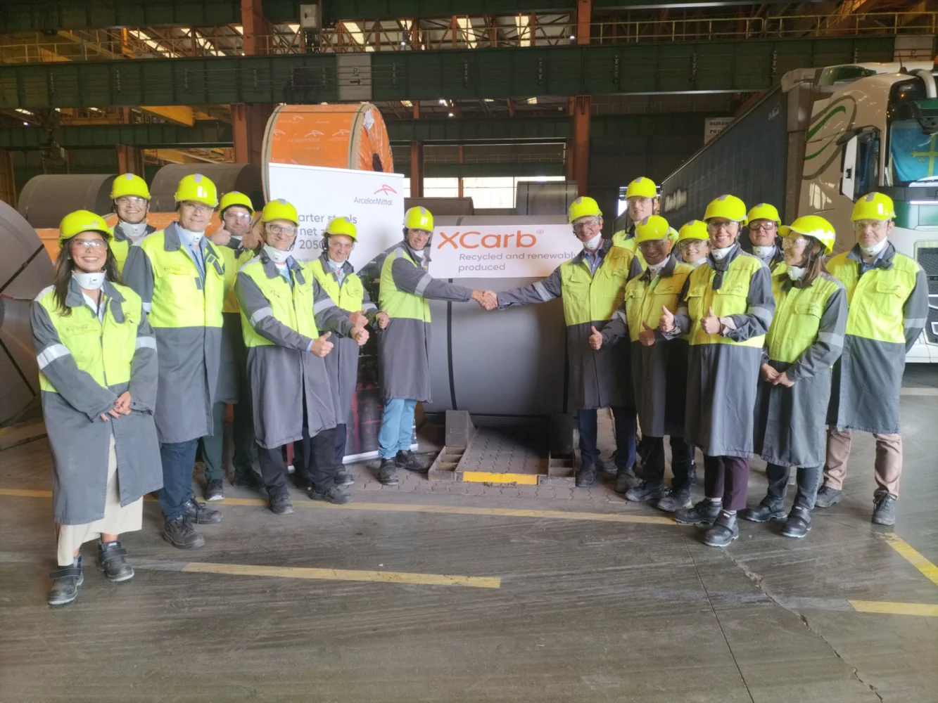 ArcelorMittal and Velux  team handshake